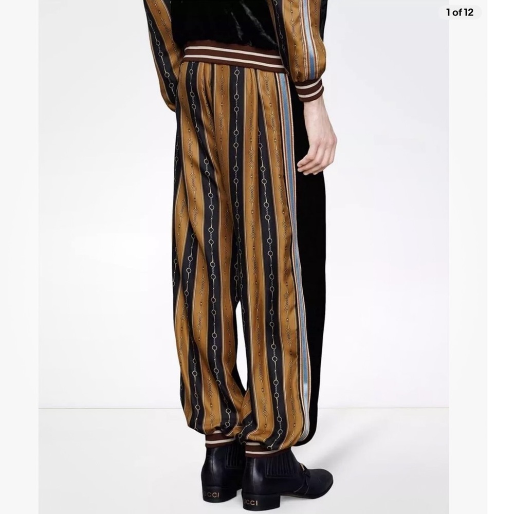 Gucci velvet/silk Horsebit joggers. NEW